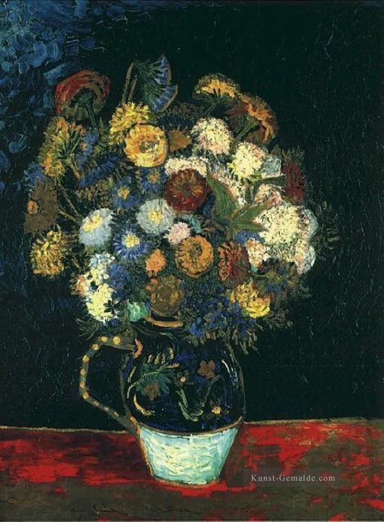 Stillleben Vase mit Zinnias Vincent van Gogh impressionistische Blumen Ölgemälde
